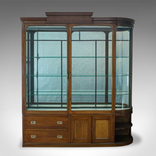 fig 2. Large Antique Display Cabinet, Mahogany, Glass, Retail Showcase, Victorian
