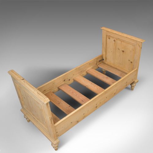 fig 2. Antique Bed Frame, English, Victorian, Pine, Bedstead, Late 19th Century, C.1900