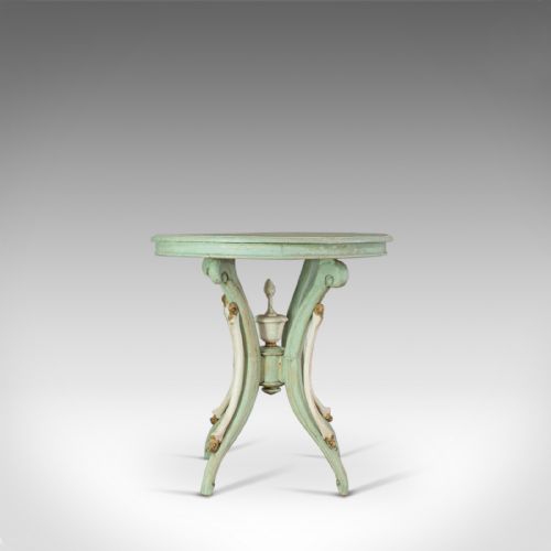 fig 2. Antique Side Table, French, Painted, Pine, Cafe, Lamp, Occasional, Circa 1890