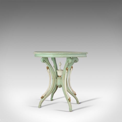 fig 3. Antique Side Table, French, Painted, Pine, Cafe, Lamp, Occasional, Circa 1890
