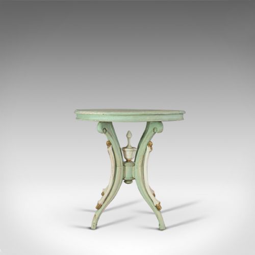 fig 4. Antique Side Table, French, Painted, Pine, Cafe, Lamp, Occasional, Circa 1890