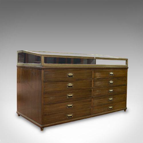 Antique Museum Display Cabinet, Bronze Showcase, Collectors Chest, Edmonds C1910