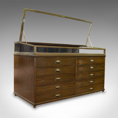 fig 3. Antique Museum Display Cabinet, Bronze Showcase, Collectors Chest, Edmonds c1910