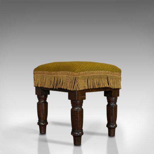 fig 3. Antique Footstool, English, Mahogany, Stool, Upholstered, Victorian, Circa 1880