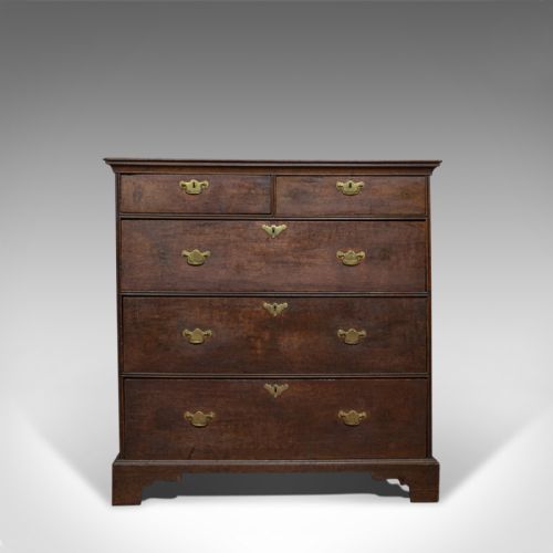 fig 1. Antique Chest of Drawers, English, Oak, Bedroom, Tallboy, Georgian, Circa 1790