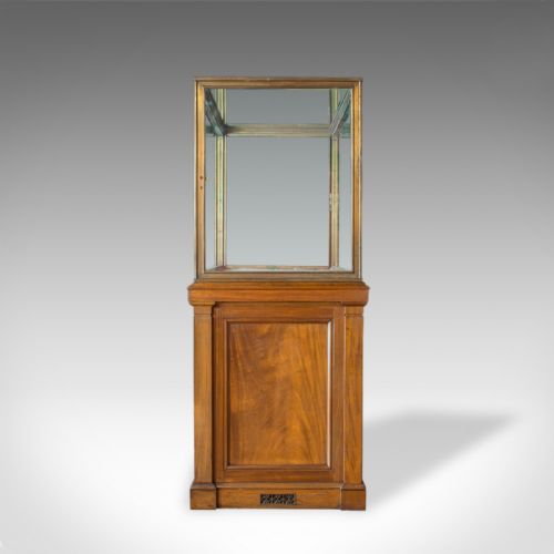fig 2. Antique Showcase Cabinet, English, Walnut, Bronze, Display, Museum, Circa 1900