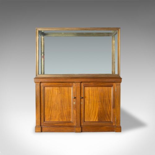 fig 5. Antique Showcase Cabinet, English, Walnut, Bronze, Display, Museum, Circa 1900