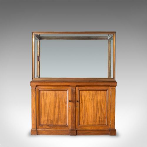 fig 3. Antique Display Cabinet, English, Walnut, Bronze, Showcase, Museum, Circa 1900