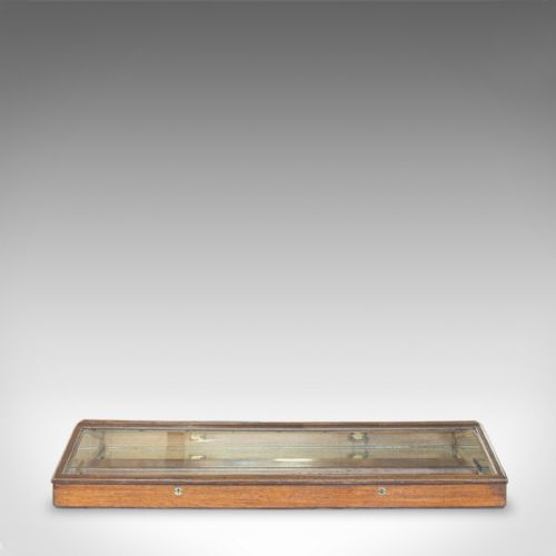 fig 2. Antique Counter Display Cabinet, English, Victorian, Oak, Glass, Showcase