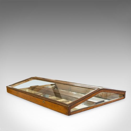 fig 4. Antique Counter Display Cabinet, English, Victorian, Oak, Glass, Showcase
