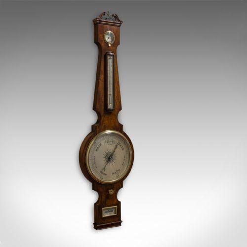 fig 1. Antique Banjo Barometer, English, Mahogany, John Sowter, Oxford, Victorian