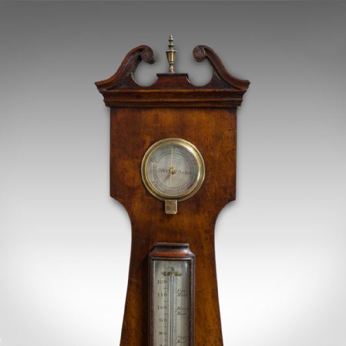 fig 2. Antique Banjo Barometer, English, Mahogany, John Sowter, Oxford, Victorian