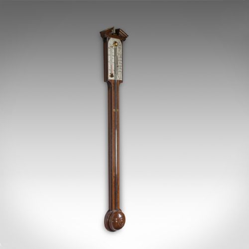 fig 1. Antique Comitti Stick Barometer, English, Rosewood, Mahogany, Feather, Fan