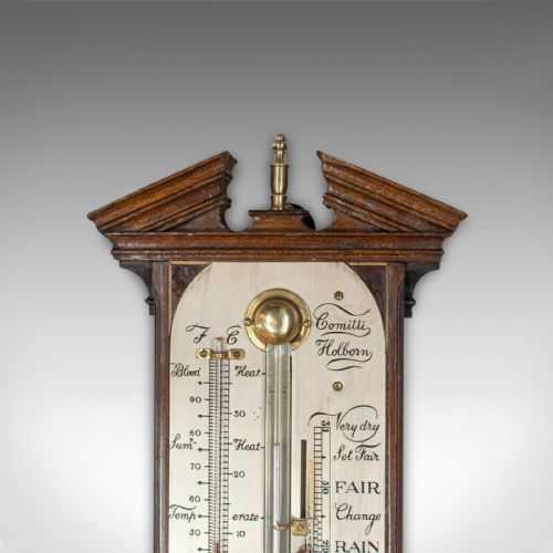 fig 2. Antique Comitti Stick Barometer, English, Rosewood, Mahogany, Feather, Fan