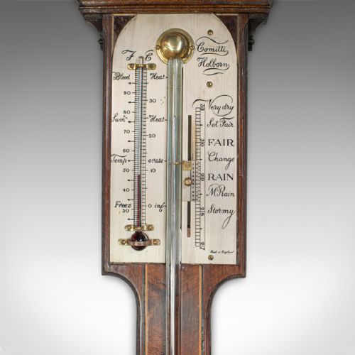 fig 3. Antique Comitti Stick Barometer, English, Rosewood, Mahogany, Feather, Fan
