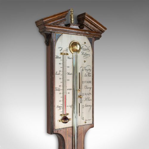 fig 4. Antique Comitti Stick Barometer, English, Rosewood, Mahogany, Feather, Fan