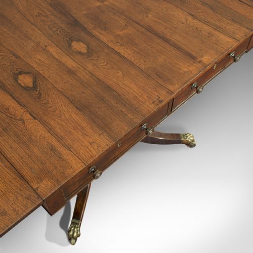 fig 3. Antique Sofa Table, English, Rosewood, Drop Leaf, Side, Occasional, Regency