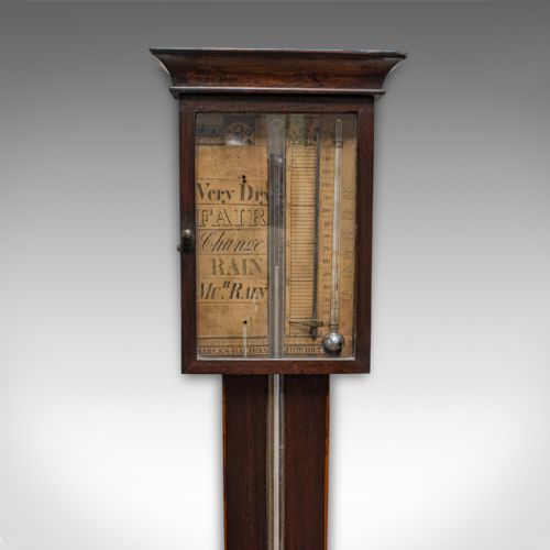fig 3. Antique Stick Barometer, English, Mahogany, Charles Howarth, Halifax, Victorian