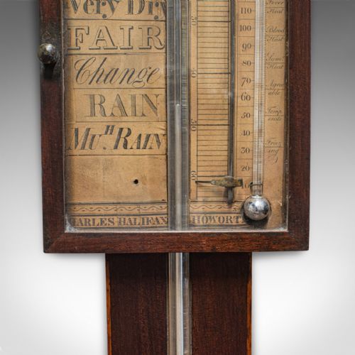 fig 4. Antique Stick Barometer, English, Mahogany, Charles Howarth, Halifax, Victorian