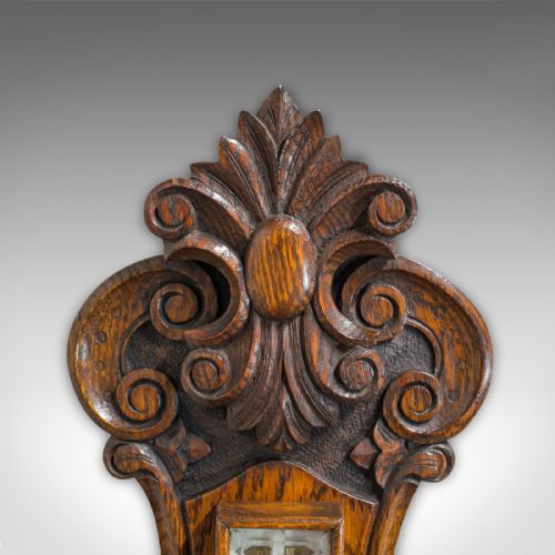 fig 2. Antique Aneroid Barometer, English, Oak, Banjo, CSSA Ltd, London, Circa 1910