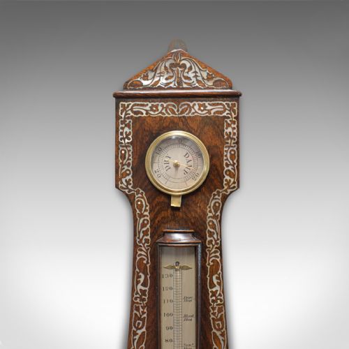 fig 2. Antique Banjo Barometer, English, Rosewood, Mother of Pearl, Victorian, C.1900