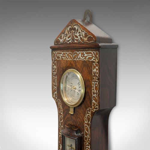 fig 3. Antique Banjo Barometer, English, Rosewood, Mother of Pearl, Victorian, C.1900