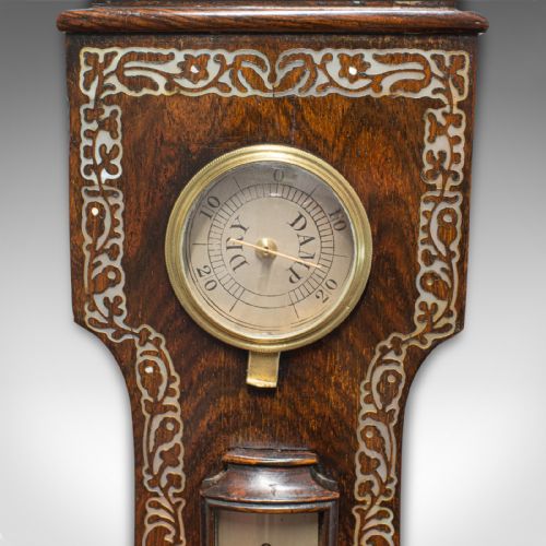 fig 4. Antique Banjo Barometer, English, Rosewood, Mother of Pearl, Victorian, C.1900