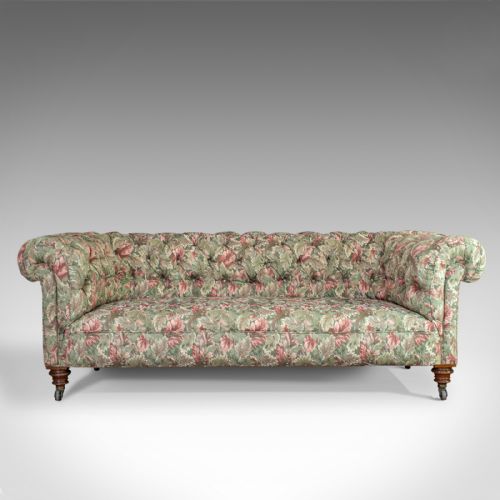 fig 1. Antique Chesterfield Settee, English, Textile, Upholstered, Sofa, Seating 2 to 3