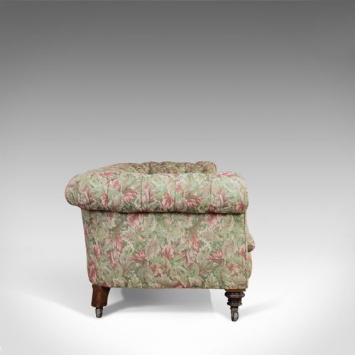 fig 2. Antique Chesterfield Sofa, English, Textile, Mahogany, Couch, Seats 2 to 3
