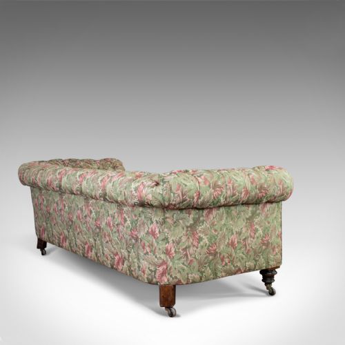 fig 3. Antique Chesterfield Sofa, English, Textile, Mahogany, Couch, Seats 2 to 3