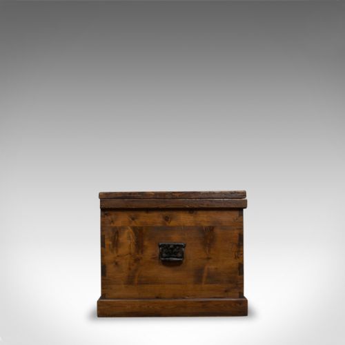 fig 4. Large Antique Coffer, English, Pine, Storage, Chest, Trunk, Victorian
