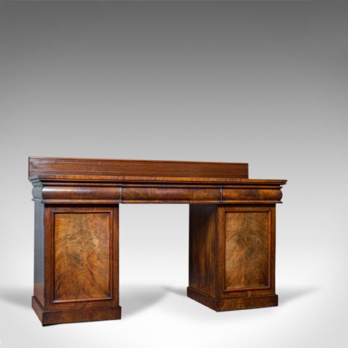 Antique Pedestal Sideboard, English, Mahogany, Flame, Dresser, Regency, C.1810