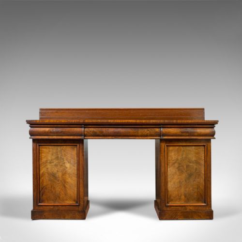 fig 2. Antique Pedestal Sideboard, English, Mahogany, Flame, Dresser, Regency, C.1810