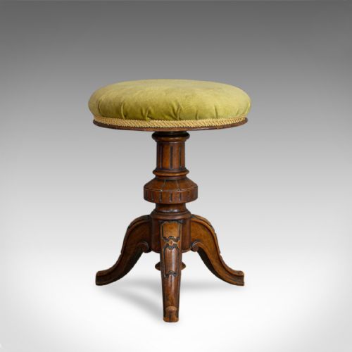 fig 1. Antique Adjustable Piano Stool, English, Victorian, Walnut, Music, Seat c.1870