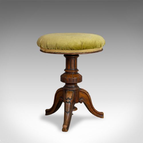 fig 2. Antique Adjustable Piano Stool, English, Victorian, Walnut, Music, Seat c.1870