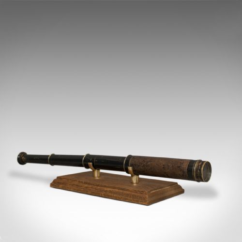 Antique Pocket Telescope, English, Brass, Leather, 3 Draw, Refractor, Victorian
