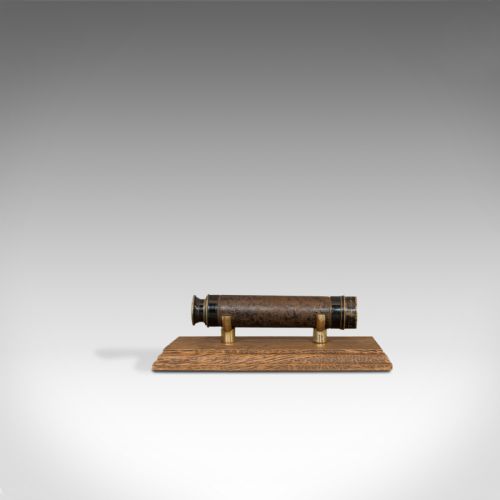 fig 2. Antique Pocket Telescope, English, Brass, Leather, 3 Draw, Refractor, Victorian