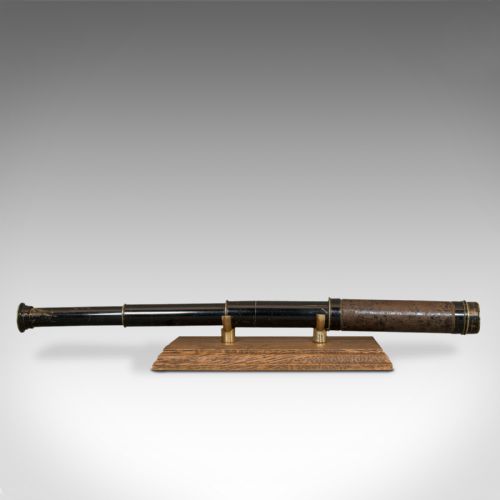 fig 3. Antique Pocket Telescope, English, Brass, Leather, 3 Draw, Refractor, Victorian