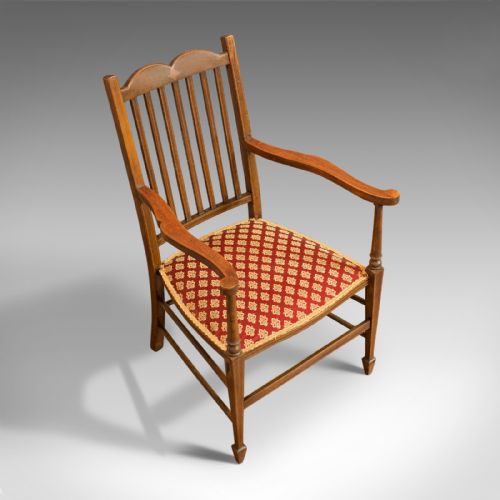 fig 2. Antique Open Armchair, English, Mahogany, Elbow, Chair, Edwardian