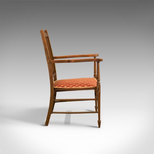 fig 3. Antique Open Armchair, English, Mahogany, Elbow, Chair, Edwardian