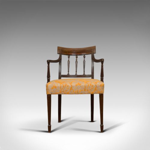 fig 2. Antique Elbow chair, English, Mahogany, Armchair, Sheraton Overtones, Regency