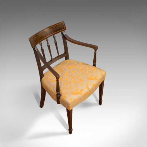 fig 4. Antique Elbow chair, English, Mahogany, Armchair, Sheraton Overtones, Regency