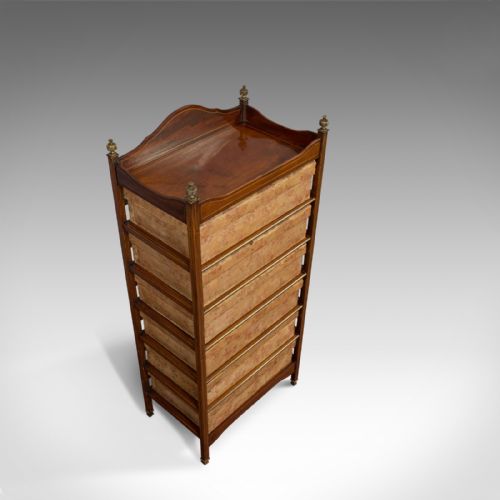 fig 3. Antique Storage Cabinet, 6 Boxes, English, Edwardian, Mahogany, Brass, Etagere