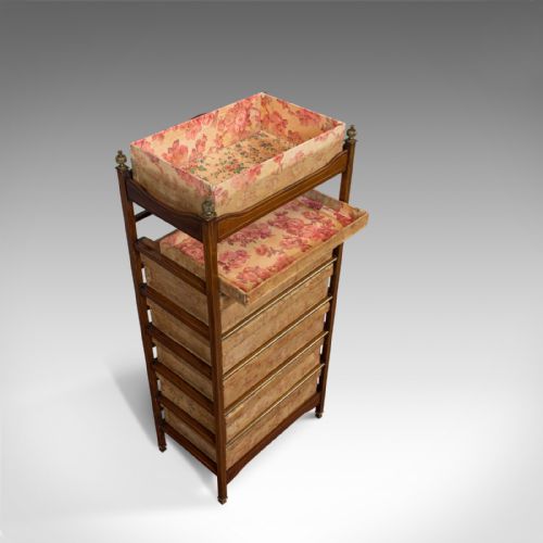 fig 4. Antique Storage Cabinet, 6 Boxes, English, Edwardian, Mahogany, Brass, Etagere