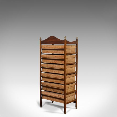 fig 5. Antique Storage Cabinet, 6 Boxes, English, Edwardian, Mahogany, Brass, Etagere