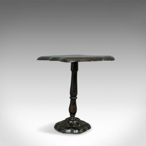 Antique Table, Ebonised, Papier Mache, Mother of Pearl, Side, Lamp, Wine, Tilt