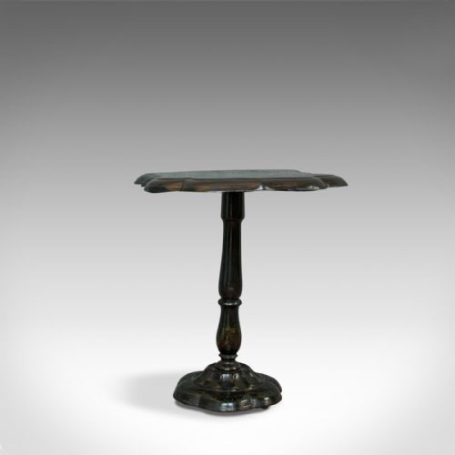 fig 2. Antique Table, Ebonised, Papier Mache, Mother of Pearl, Side, Lamp, Wine, Tilt