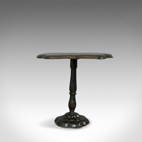fig 3. Antique Table, Ebonised, Papier Mache, Mother of Pearl, Side, Lamp, Wine, Tilt