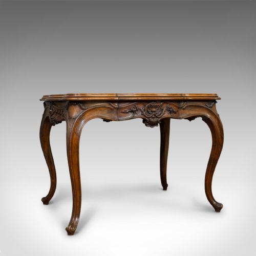 Antique Centre Table, French, Walnut, Serpentine, Occasional, Louis Xv Taste