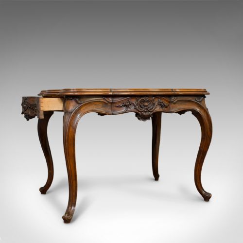 fig 1. Antique Centre Table, French, Walnut, Serpentine, Occasional, Louis XV Taste